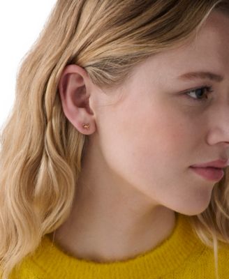 Cubic Zirconia Girlie Pearlie Mini Bow Stud Earrings (Also Available in Silver-Tone)