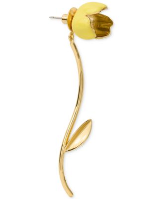 Cubic Zirconia & Imitation Pearl Golden Bloom Floral Statement Earrings