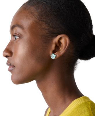 Cubic Zirconia Golden Bloom Flower Stud Earrings