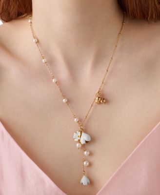 Golden Bloom Glass & Cubic Zirconia Y-Necklace