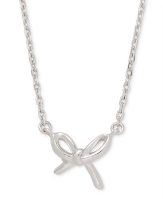 Girlie Pearlie Cubic Zirconia Mini Bow Pendant Necklace
