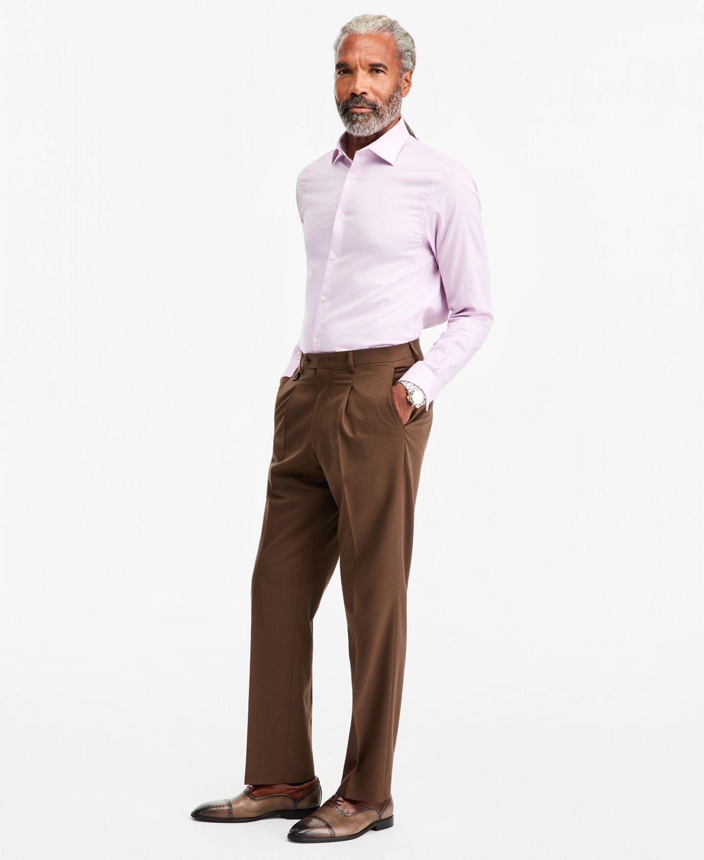Мужские брюки Tayion Collection Classic-Fit Medium Brown Suit Separate, цвет: Коричневый — фото 2