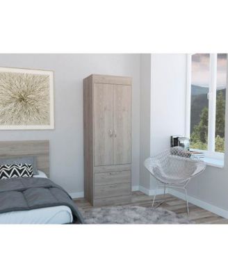 Lisboa 2-Door Armoire with Hanging Rod Two Drawers and Stylish Compact Design