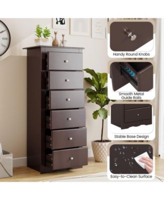 Six Drawer Dresser Chest for Bedroom Storage