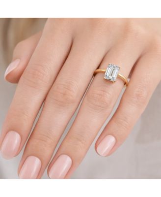 Valentina Moissanite 3 ct. t.w. Emerald Cut Solitaire Ring in Gold Vermeil