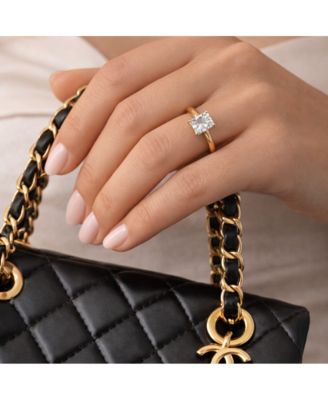 Valentina Moissanite 3 ct. t.w. Emerald Cut Solitaire Ring in Gold Vermeil