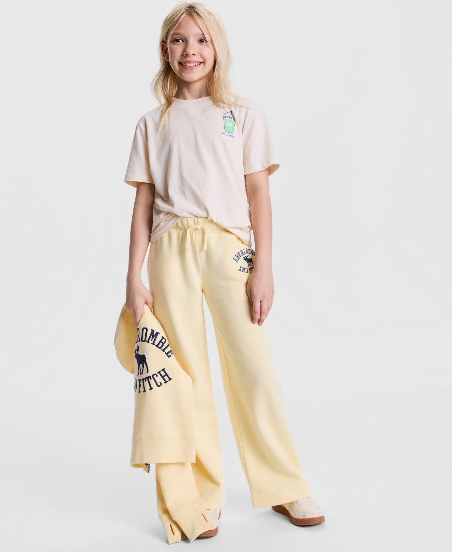 Детская футболка abercrombie kids Matcha с коротким рукавом, 5-16, цвет: Молочный белый — фото 2