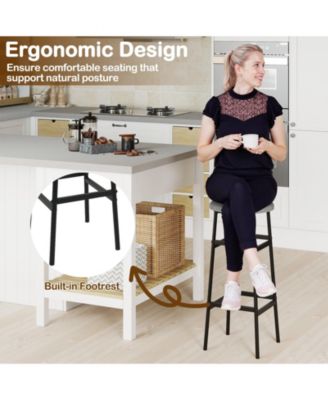 Bar Stools Set of 2 w/ Sturdy Metal Frame and Footrest for Kitchen Island