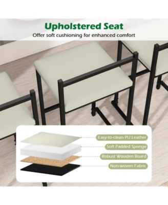 26'' Stackable Counter Height Bar Stools Set of 2 w/Back Metal Frame and Footrest