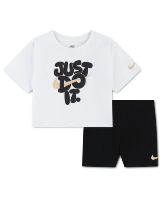 Girls' Toddler 2T-4T Short-Sleeve T-Shirt and Shorts, 2-Piece Set