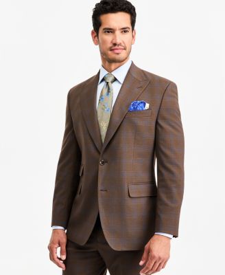 Men's Classic-Fit Brown Plaid Suit Separate Jacket