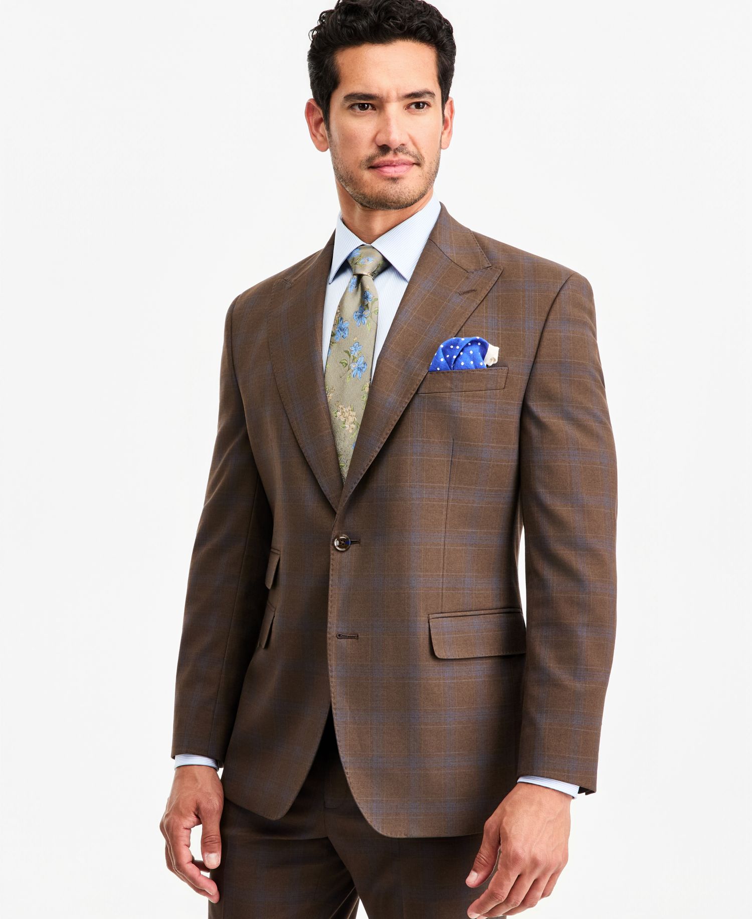 Men's Classic-Fit Brown Plaid Suit Separate Jacket