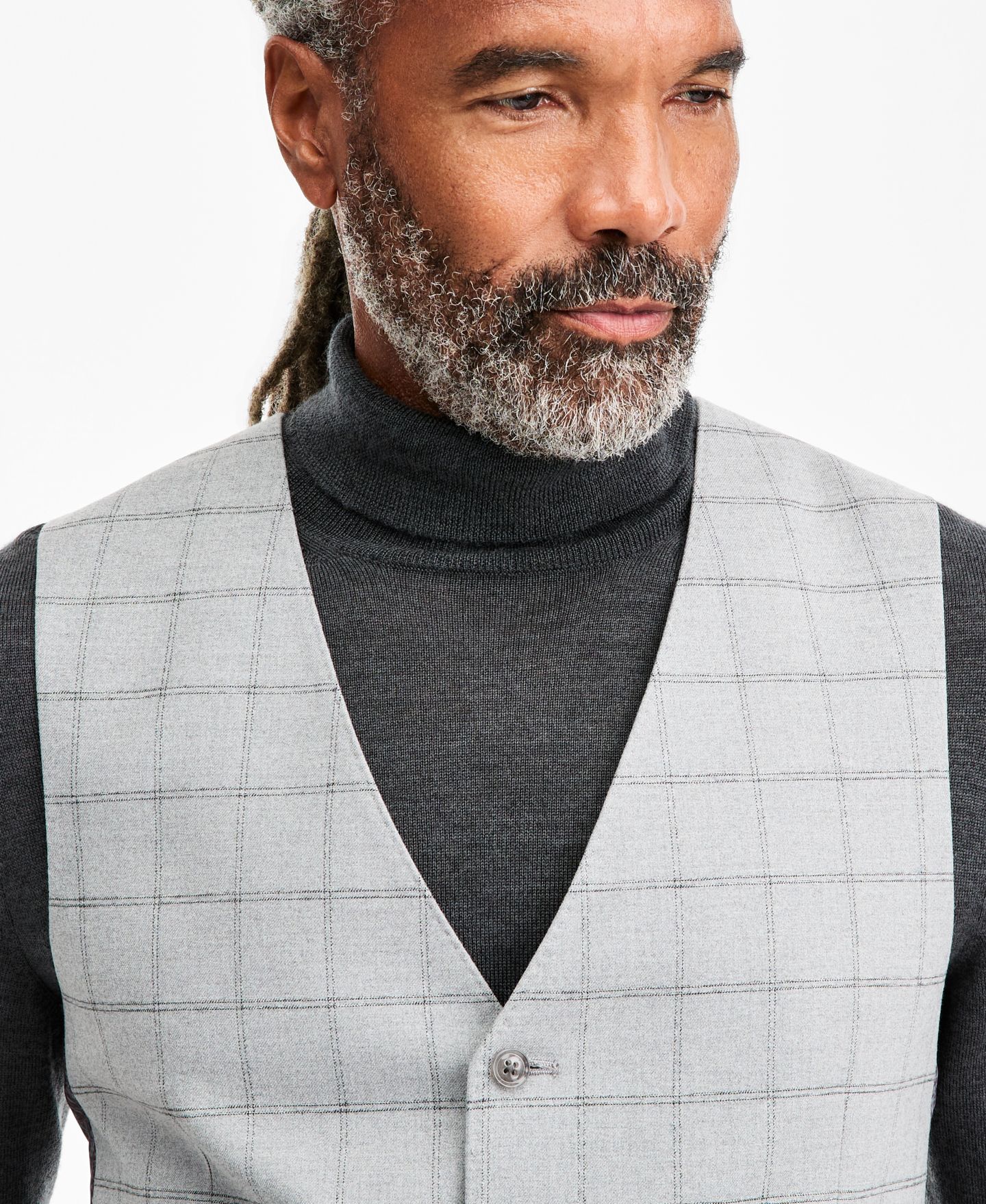 Мужской жилет Tayion Collection Classic-Fit Gray & Black Check Suit Separate Vest, цвет: Серый чёрный — фото 3
