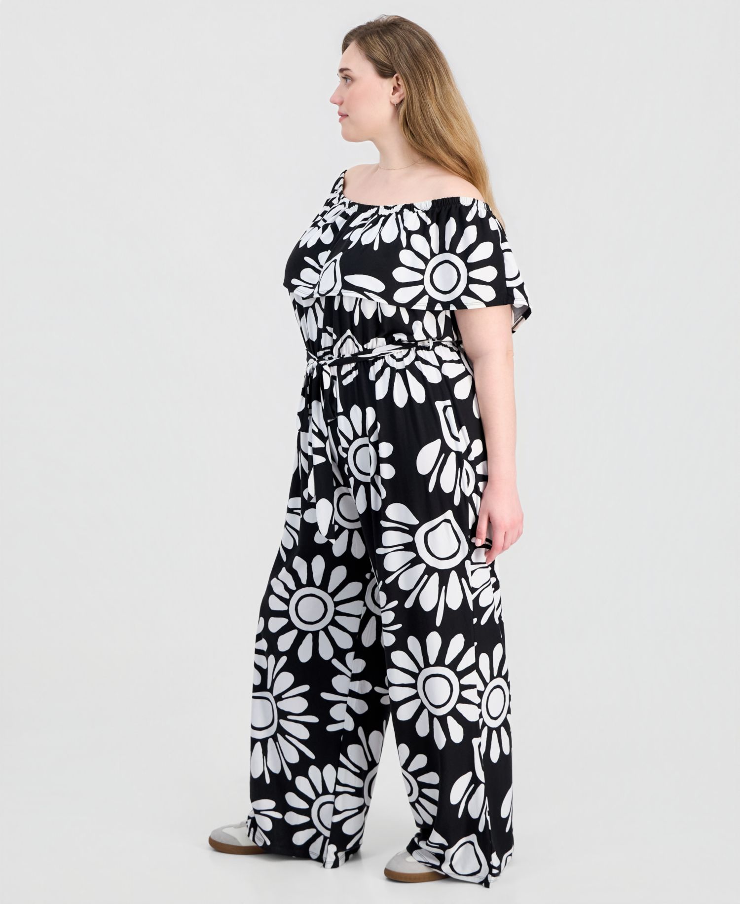 Trendy Plus Size Off-The-Shoulder Jumpsuit