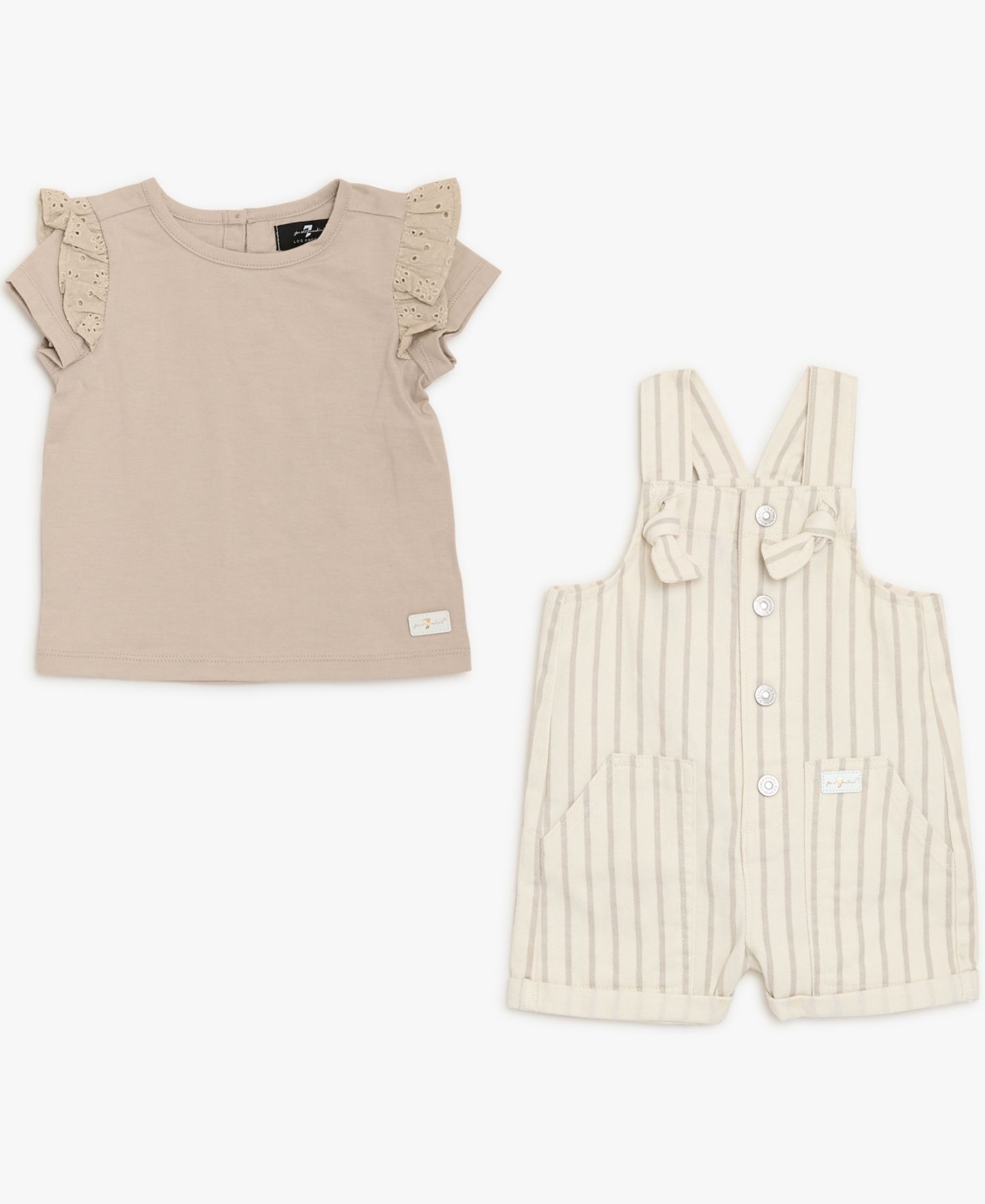 Baby Girls' Short-Sleeve T-Shirt and Overall, 2-Piece Set