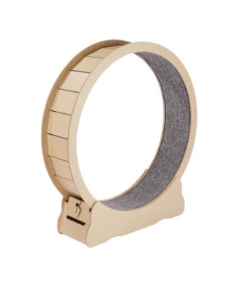 52" Wooden Cat Exercise Wheel with Detachable Carpet