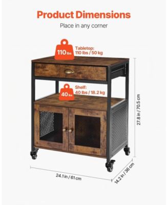 24 Inch Farmhouse Coffee Bar Cabinet with Wheels and Mesh Door