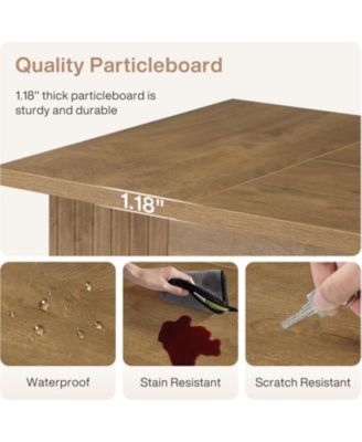 63-Inch Bar Table, Home Bar Units with Footrest & Storage Shelves, Counter Height Pub Dining Table