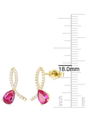 Lab Grown Ruby (1-3/4 ct. t.w.) & Lab Grown White Sapphire (1/3 ct. t.w.) Earrings in 14k Gold Over Sterling Silver (Also Available in Sapphire & Emerald)