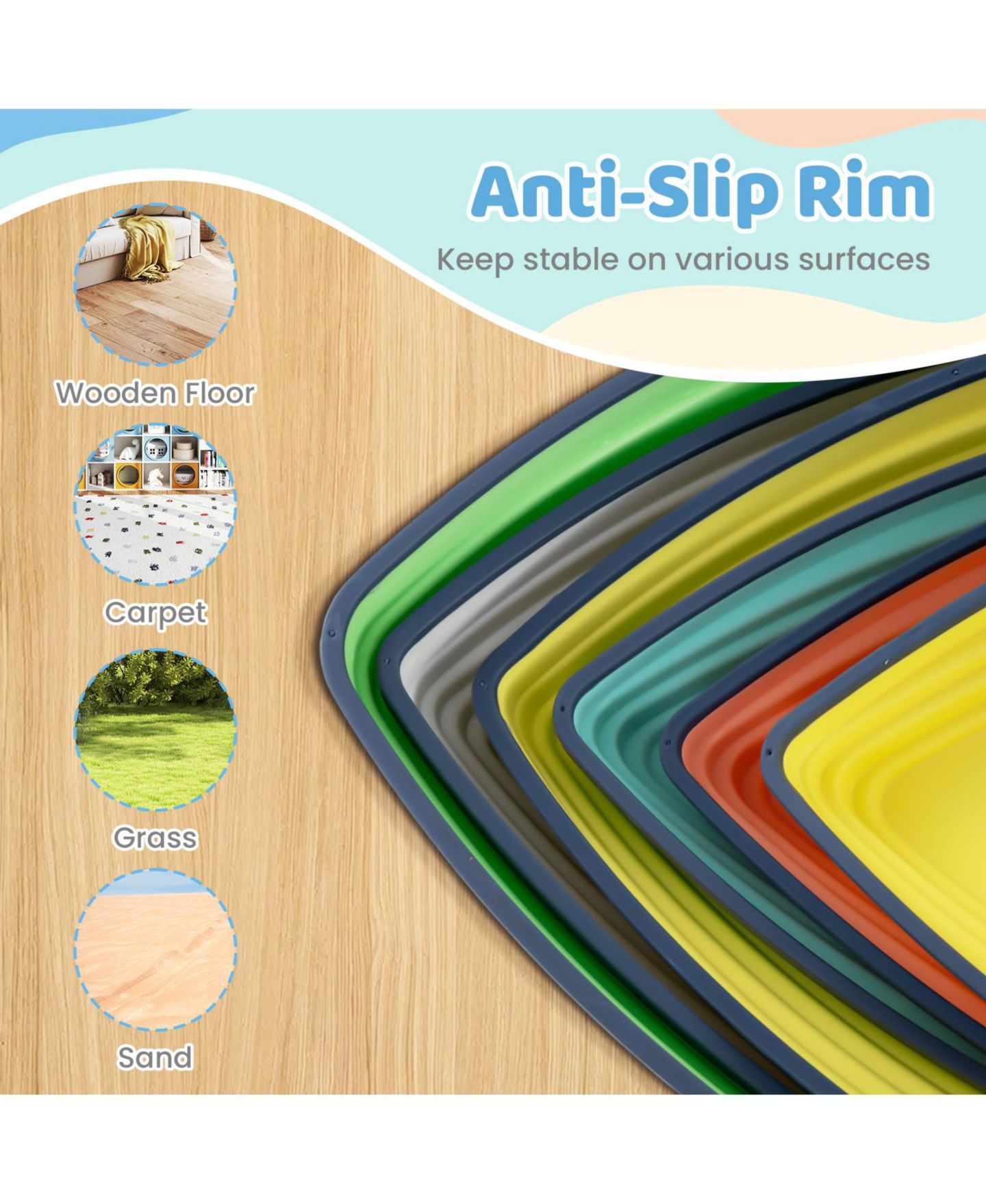 Детские игрушки Slickblue Balance Stones Non-Slip Stepping Stones, Set of 6, от 3 лет, цвет: Разноцветный — фото 3