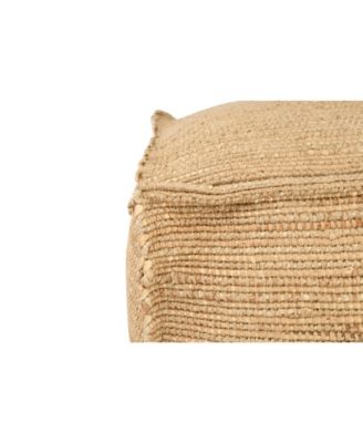 Handwoven 24" Jute Pouf with Flanged Edges