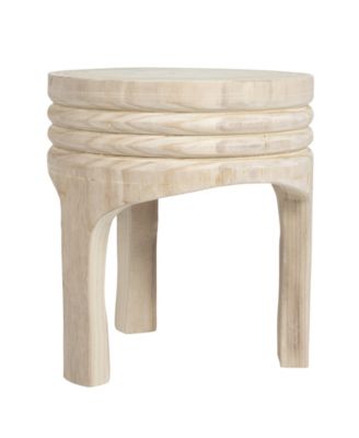 14" Paulownia Wood Carved Stool