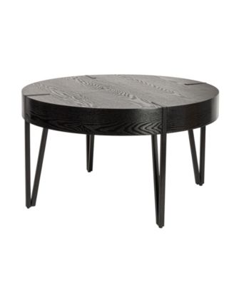 Astoria 31" Wood Round Side Coffee Table with Metal Hairpin Legs