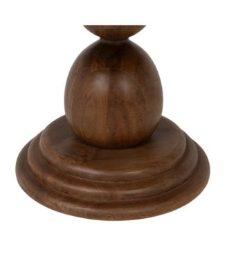 30" Mango Wood Round Bulbed Pedestal Coffee Table