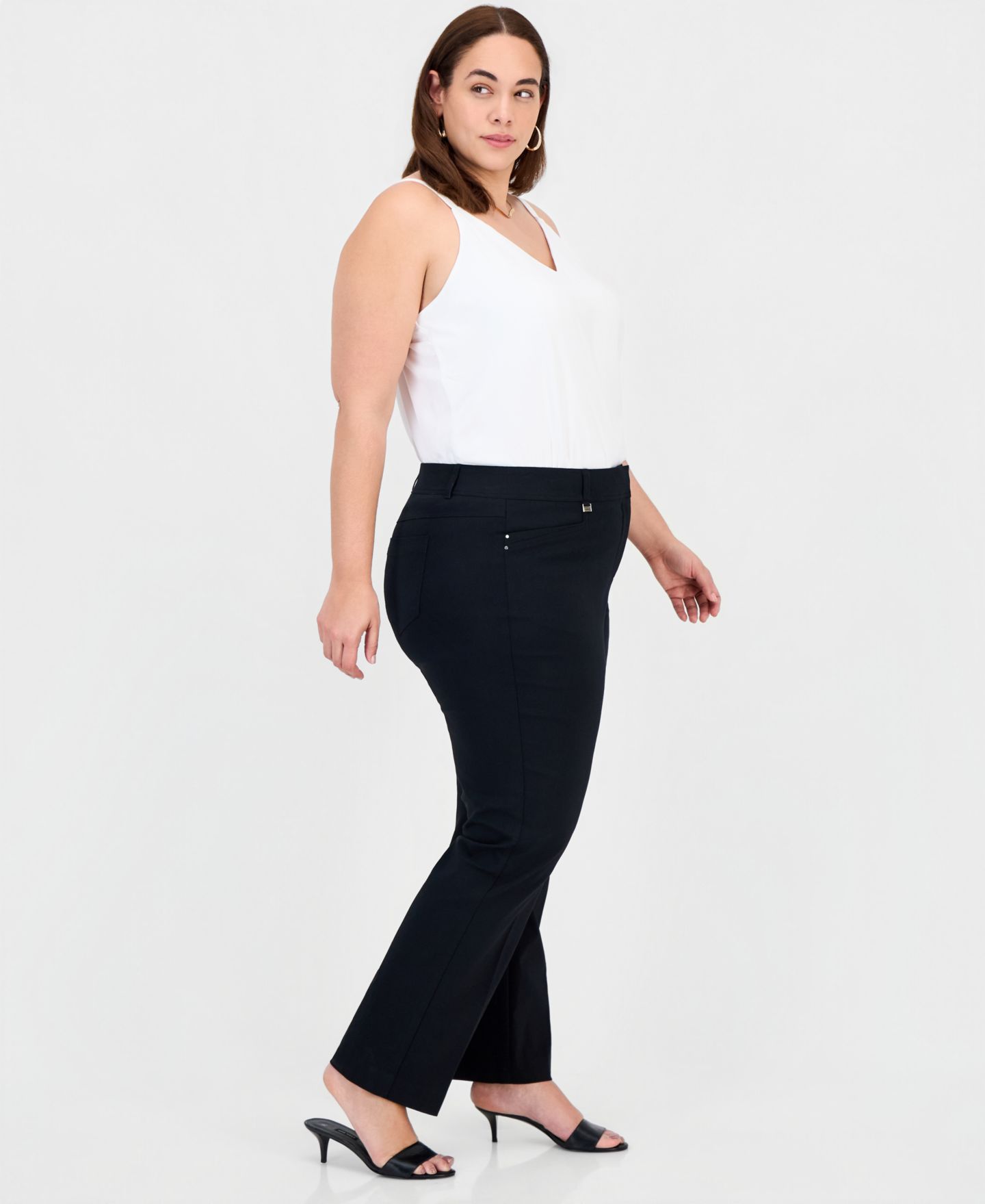 Женские брюки JM Collection Slim-Leg Curvy-Fit, цвет: Глубокий чёрный — фото 2