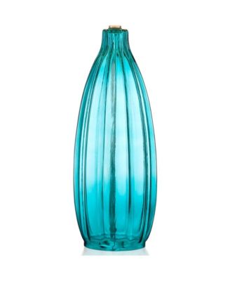 Coastal Table Lamps 30 Tall Set of 2 Fluted Blue Glass  Drum Shade for Living Room Family Bedroom Bedside Nightstand