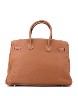 Birkin 35 Handbag Brown Clemence with Palladium Hardware