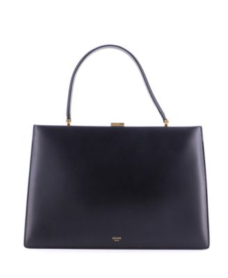 Medium Clasp Top Handle Bag Leather