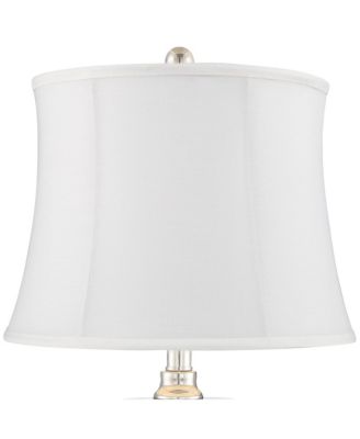 Luca Modern Table Lamps 25 1/2" High Set of 2 Clear Glass Chrome with USB Charging Port Cream Drum Shade for Bedroom Living Room Desk