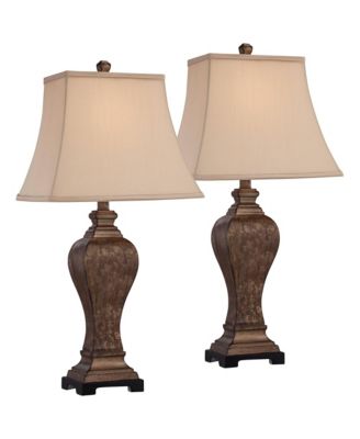 Edgar 29" Tall Urn Traditional Country Cottage End Table Lamps Set of 2 Bronze Finish Living Room Bedroom