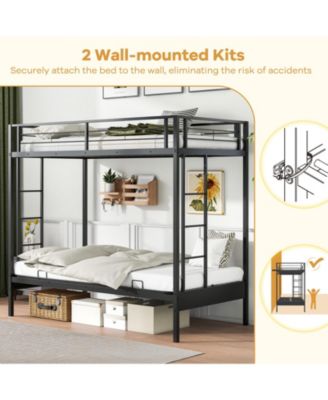 Over Futon Bunk Bed with 2 Ladders and Safety Guardrails
