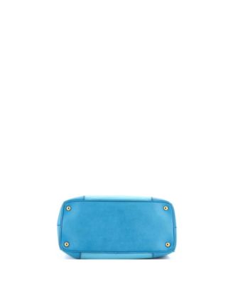 Medium Bicolor Double Zip Lux Tote Saffiano Leather