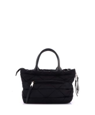 Small Padded Tote Bag Quilted Re-Nylon with Leather