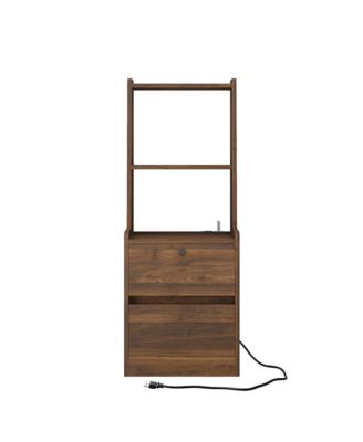 Modern Neutral Nightstand with Storage Space and LED Light Glass Top Jewelry Storage Bedside Table