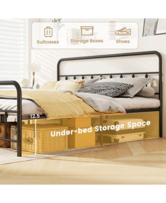 King Size Bed Frame with Headboard and Under Bed Storage