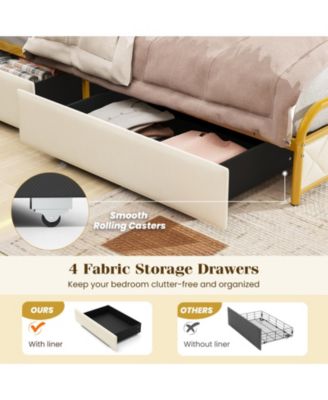 Twin Size Bed Frame with LED Lights and Charging Station