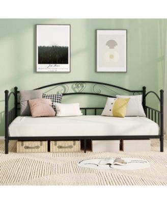 Twin Size Metal Daybed Frame with Headboard for Bedroom