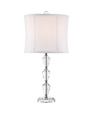 Goddin Accent Table Lamp 23" High Faceted Crystal Column Geneva Drum Shade for Bedroom Living Room Bedside Nightstand Kids