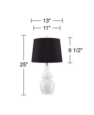 Jane Modern Table Lamps 25" High Set of 2 Ceramic with Faux Silk Drum Shade for Bedroom Living Room Home Bedside Nightstand Office