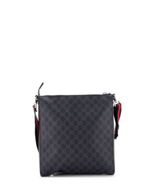 Medium Web Strap Front Zip Messenger Bag GG Coated Canvas