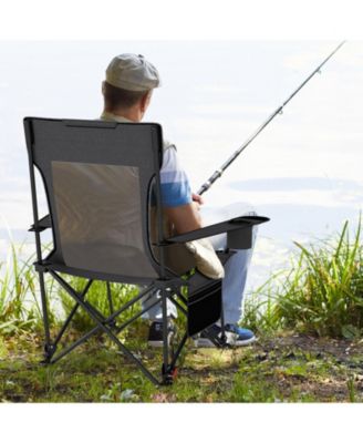 Camping Lounge Chair w/Detachable Footrest 4-position Backrest Carrying Bag