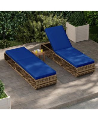 2PCS Chaise Lounge Chair w/ Adjustable Backrest Cushion and Storage Outdoor