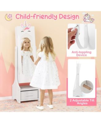 Princess Vanity Table and Stool Set with Jewelry Cabinet and Mirror Drawer