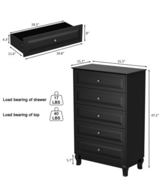 Wood Accent Storage Cabinets Organizer With 5 Drawers