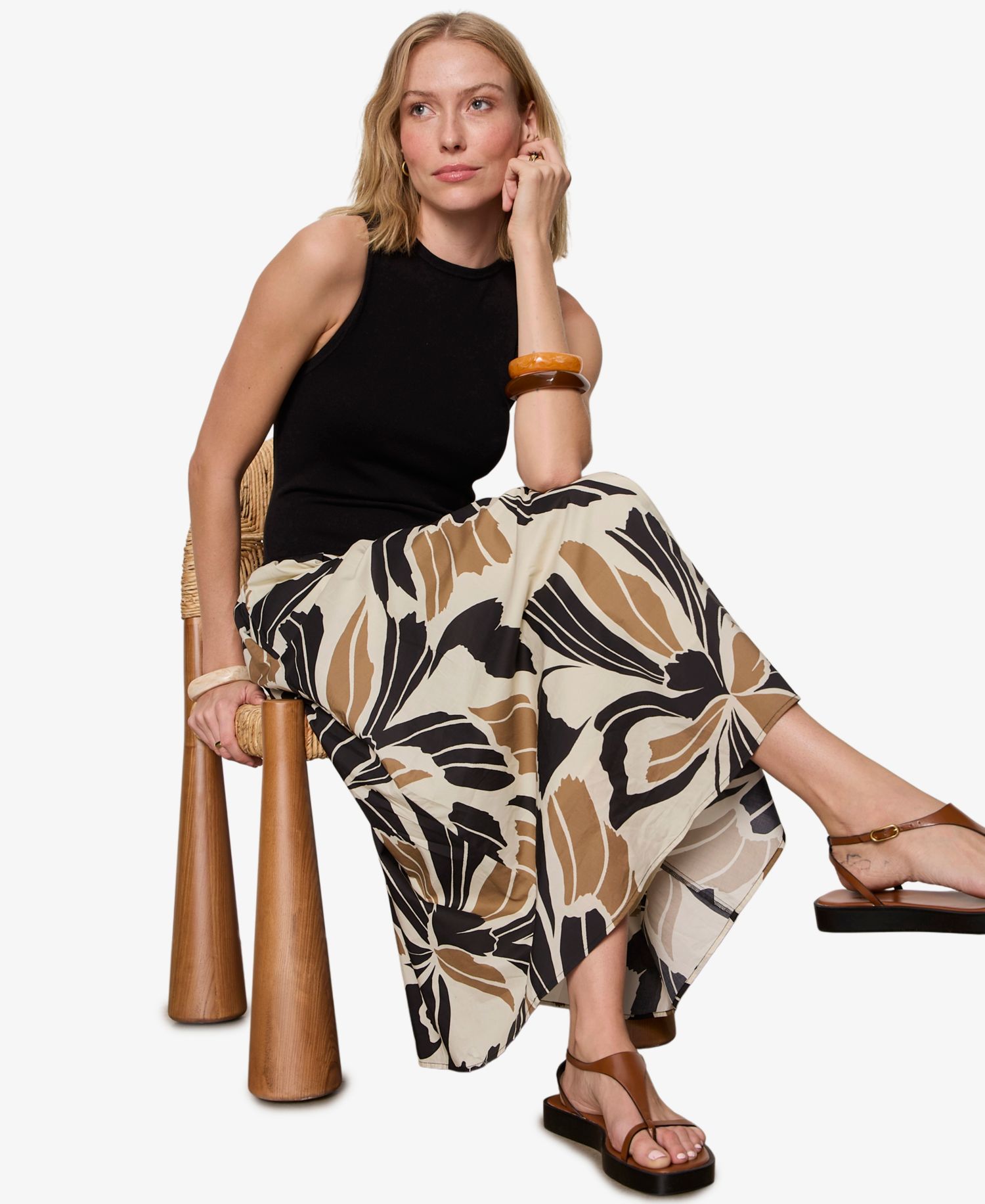 Women's Sleeveless Crewneck Midi Dress