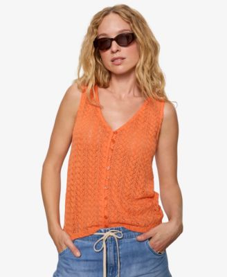 Women's No Rush Button-Front Sleeveless Tank Top